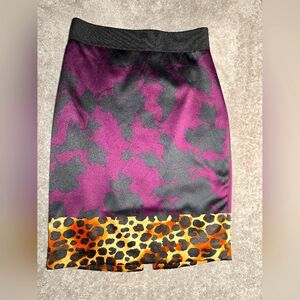 Express Purple and Black Floral Pencil Skirt